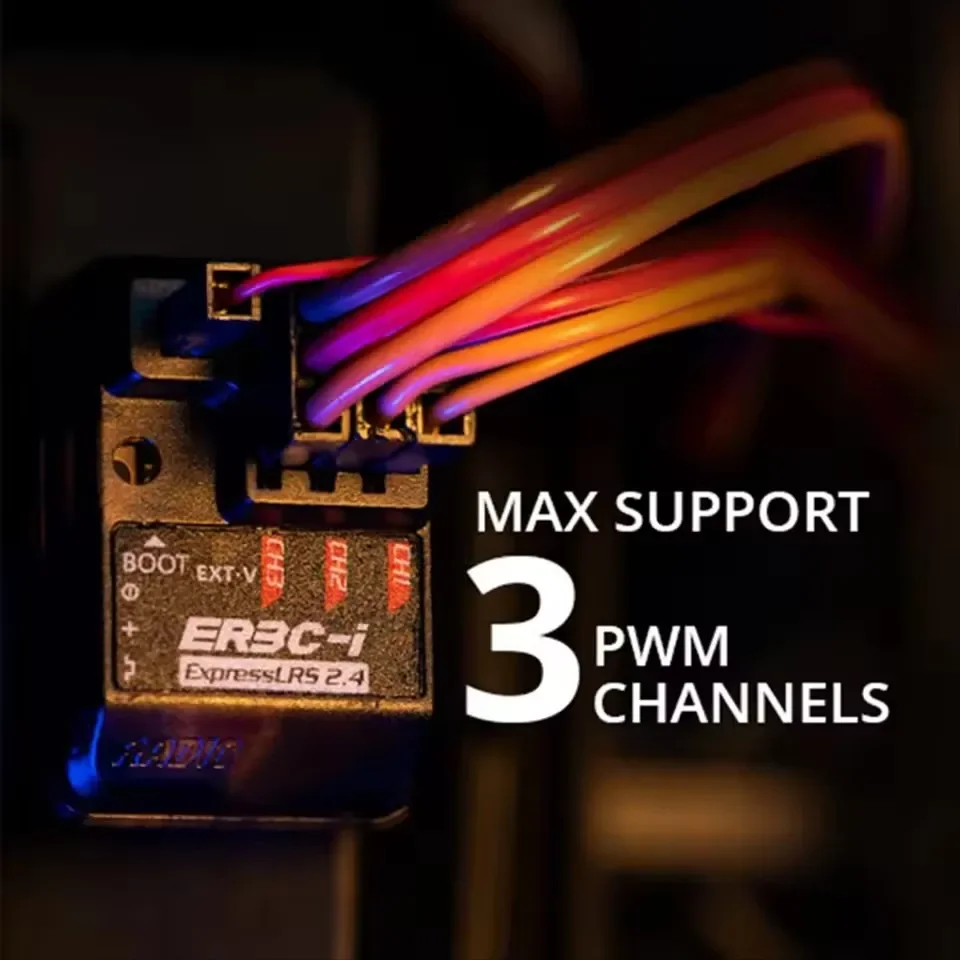 RadioMaster ER3C-i ExpressLRS 2.4GHz PWM Receiver 2.4G 3CH ELRS RX Built-in Antenna High-Performance For RC FPV Car Boat Truck