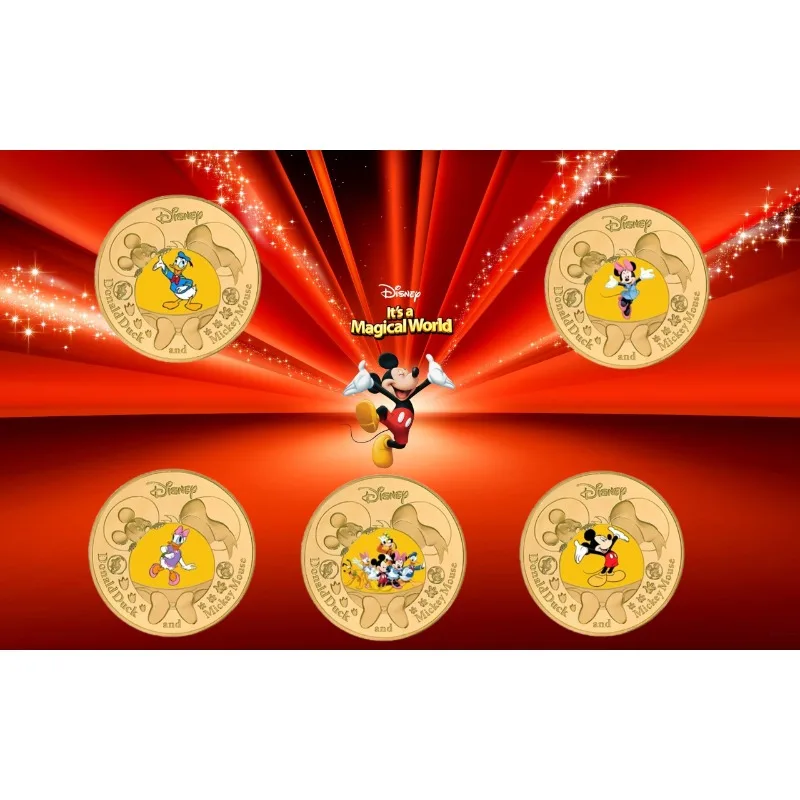 Disney Cartoon Souvenir Coins Commemorative Coin Anime Figures Mickey Mouse Donald Duck Merchandise Decoration Collection Giftss