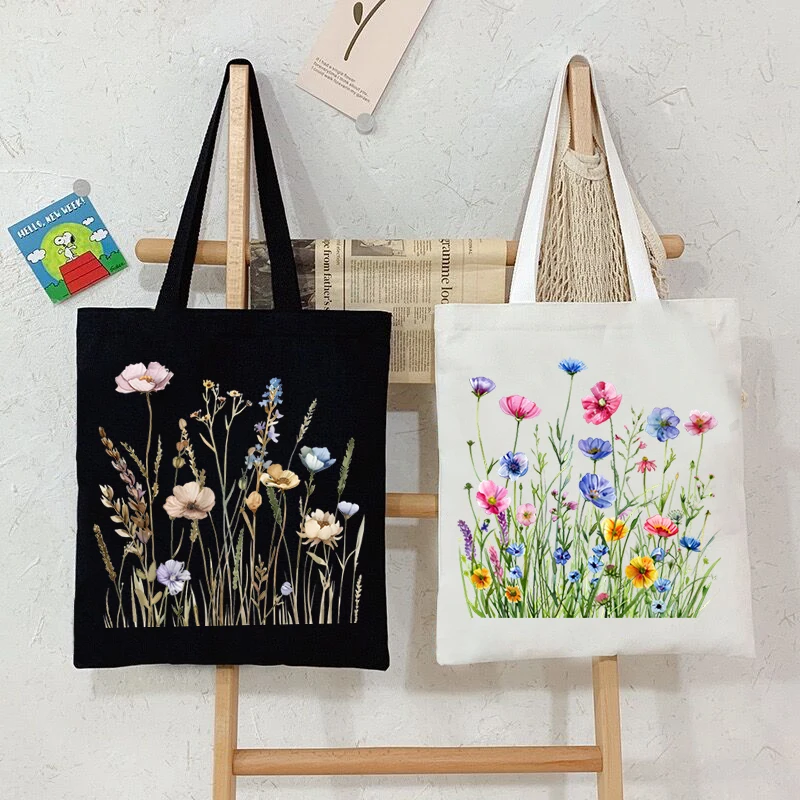 

2024 New Women's Wild Flower Handbags Wild Plant Bohemian Commuting Shoulder Bag Leisure Esthetics Flower Series Y2K Tote Bag