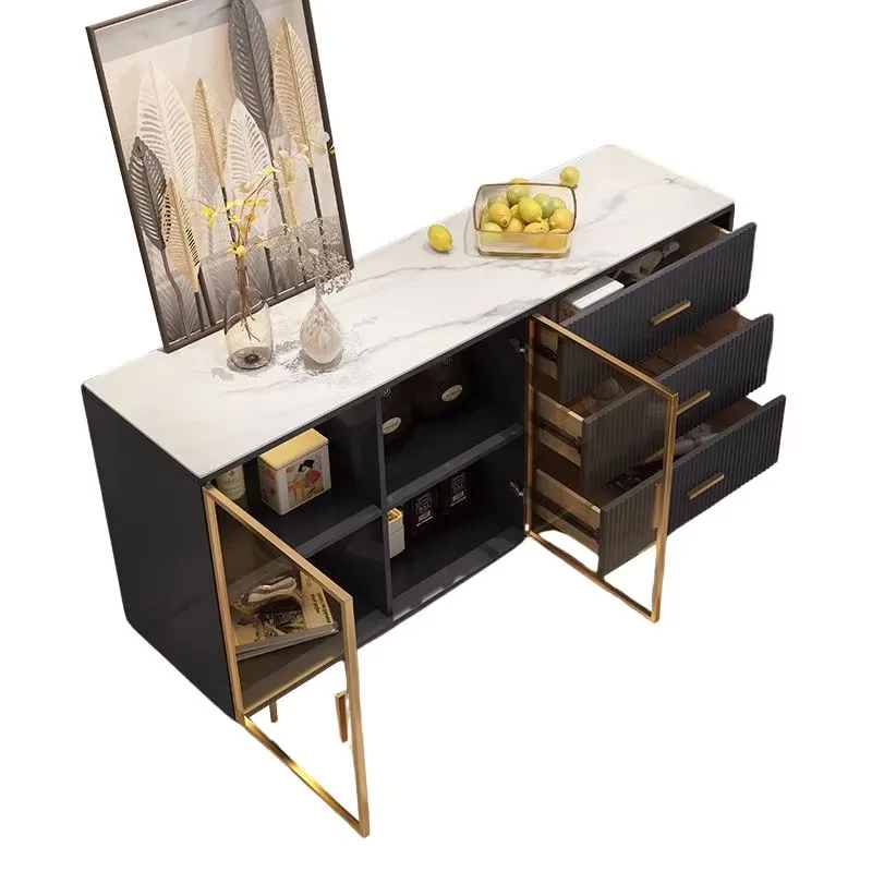 Modern luxe woonkamermeubilair houten glazen dressoir, consoletafel opbergkast