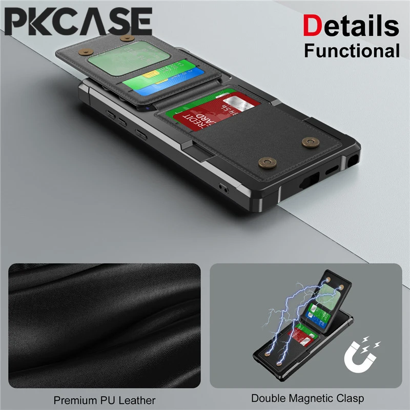 PKCASE فتحة للبطاقات العمودية محفظة الهاتف حقيبة لهاتف سامسونج S25 Edge S24 S23 FE Plus S22 Ultra A56 A36 A26 A16 A55 A35 A25 A15 غطاء