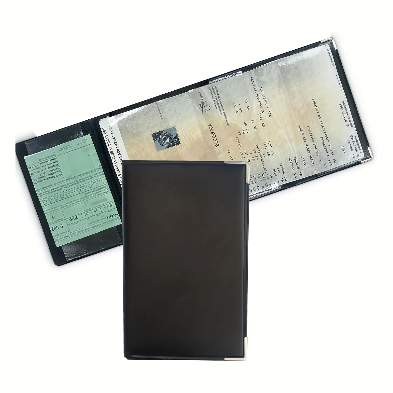 4-Fold Black Imitation Leather Card Holder product image