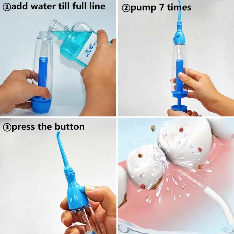 New Portable Oral Irrigator Clean the Mouth Wash Your Tooth Water Irrigation Manual Water Dental Flosser No Electricity Abs