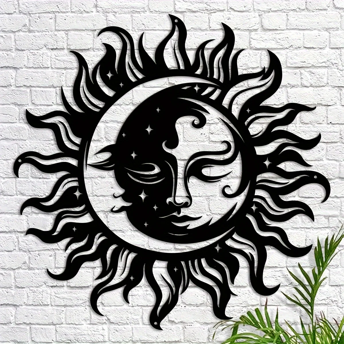 Home Decor Brand - Marken-2D-Acryl-Wandkunst Elegantes Schwarzes Sonne-Mond-Dekor Mysteriöses Symbol-Design
