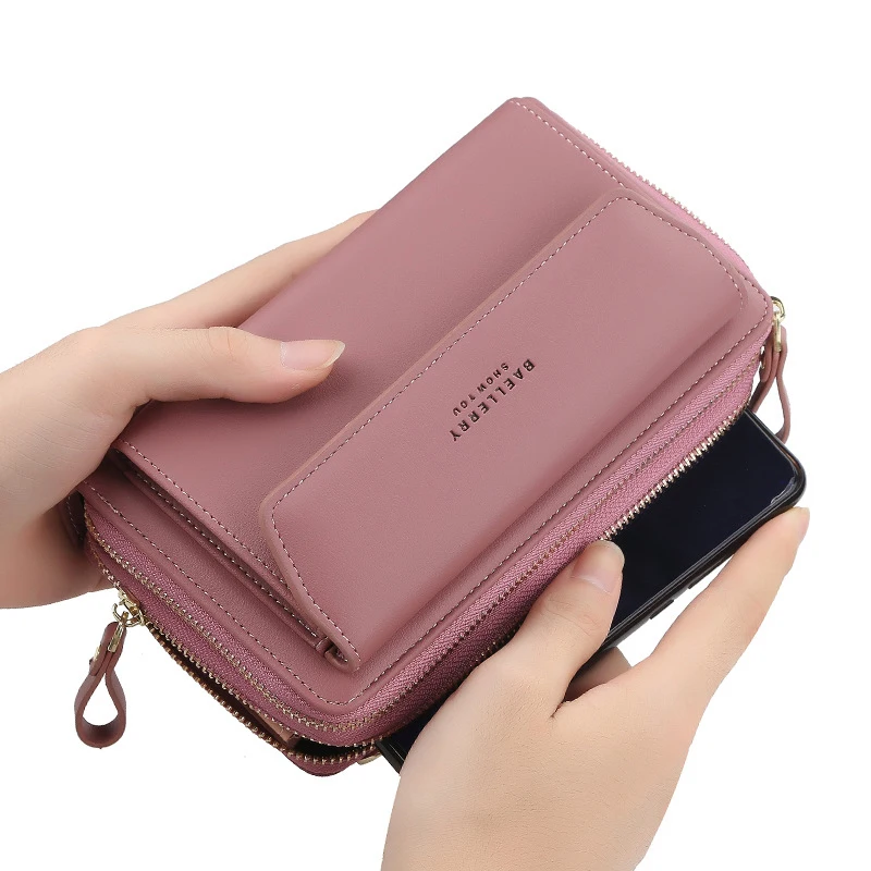 Baellerry Women\'s Phone Shoulder Bags Red Leather Crossbody Bags Large Capacity Clutch Purse Bag Black Small Handbags for Women