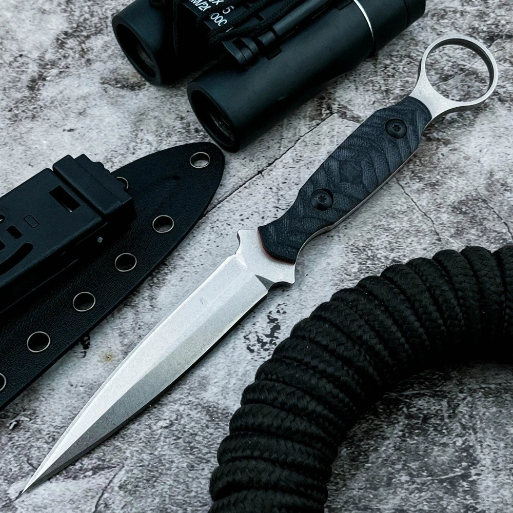 

Прямой нож Spectre с оболочкой K, противоскользящая черная ручка G10, лезвие D2, EDC, легкий многофункциональный инструмент для самообороны и охоты на открытом воздухе