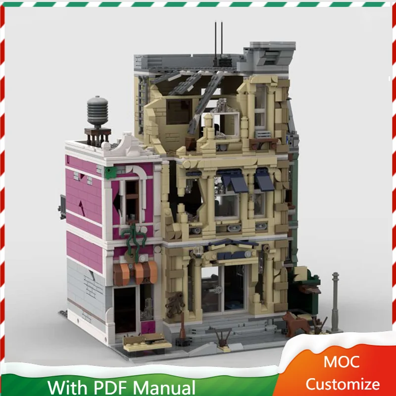 

2689 шт. Moc, средневековая полицейская станция, руины, сцена, строительный блок, настроить, сделай сам, образовательная сборка, детская игрушка, подарок-сюрприз на день рождения