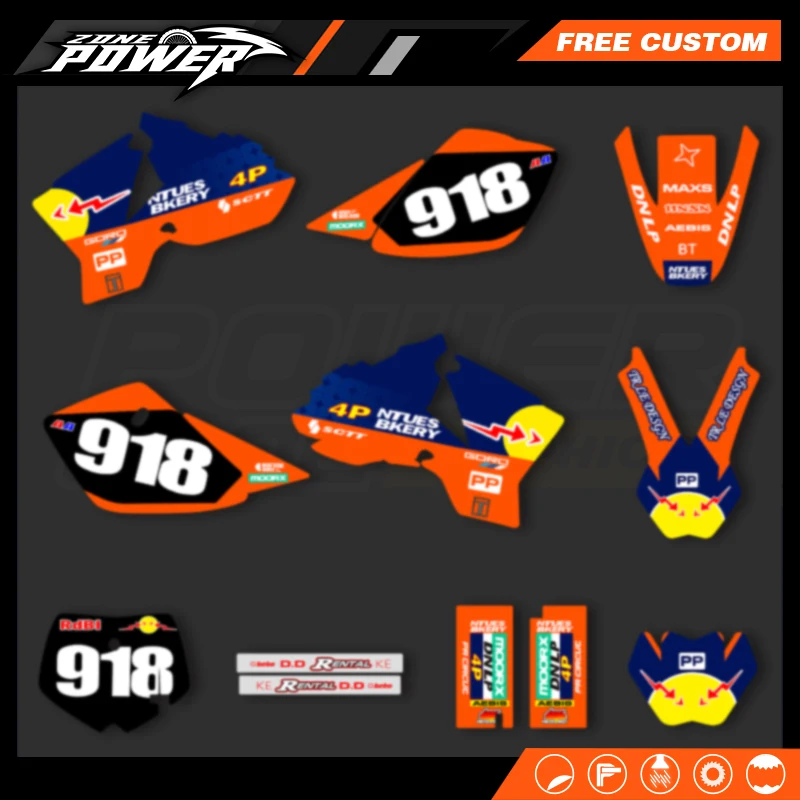 

Powerzone Custom Team Decals Stickers Kits for KTM SX50 2002-2008 Customized Number Background