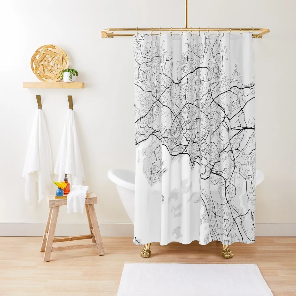 

Oslo City Map of Norway - Light Shower Curtain Bathroom Fabric Waterproof Shower Shower Bath Transparent Bathroom Curtain