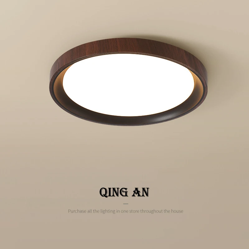 

Medieval Retro LED Ceiling Lamps Solid Wood Color Round Light Wabi Sabi Style Bedroom Living Room Dining Table Ceiling Lights