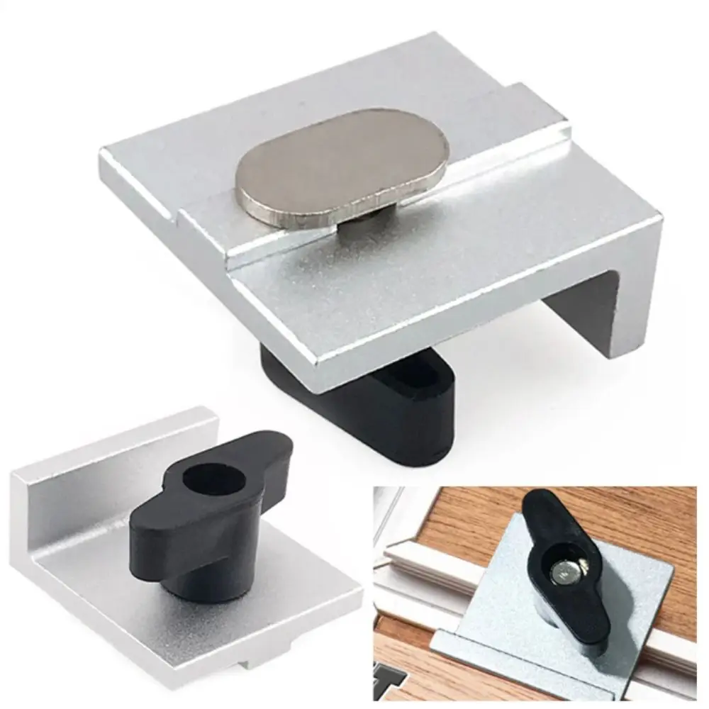 4 Pcs Set T Track Stop Block With Knobs Inline Design Short Stop Kit T-Track System Silver Color Replacement Kit