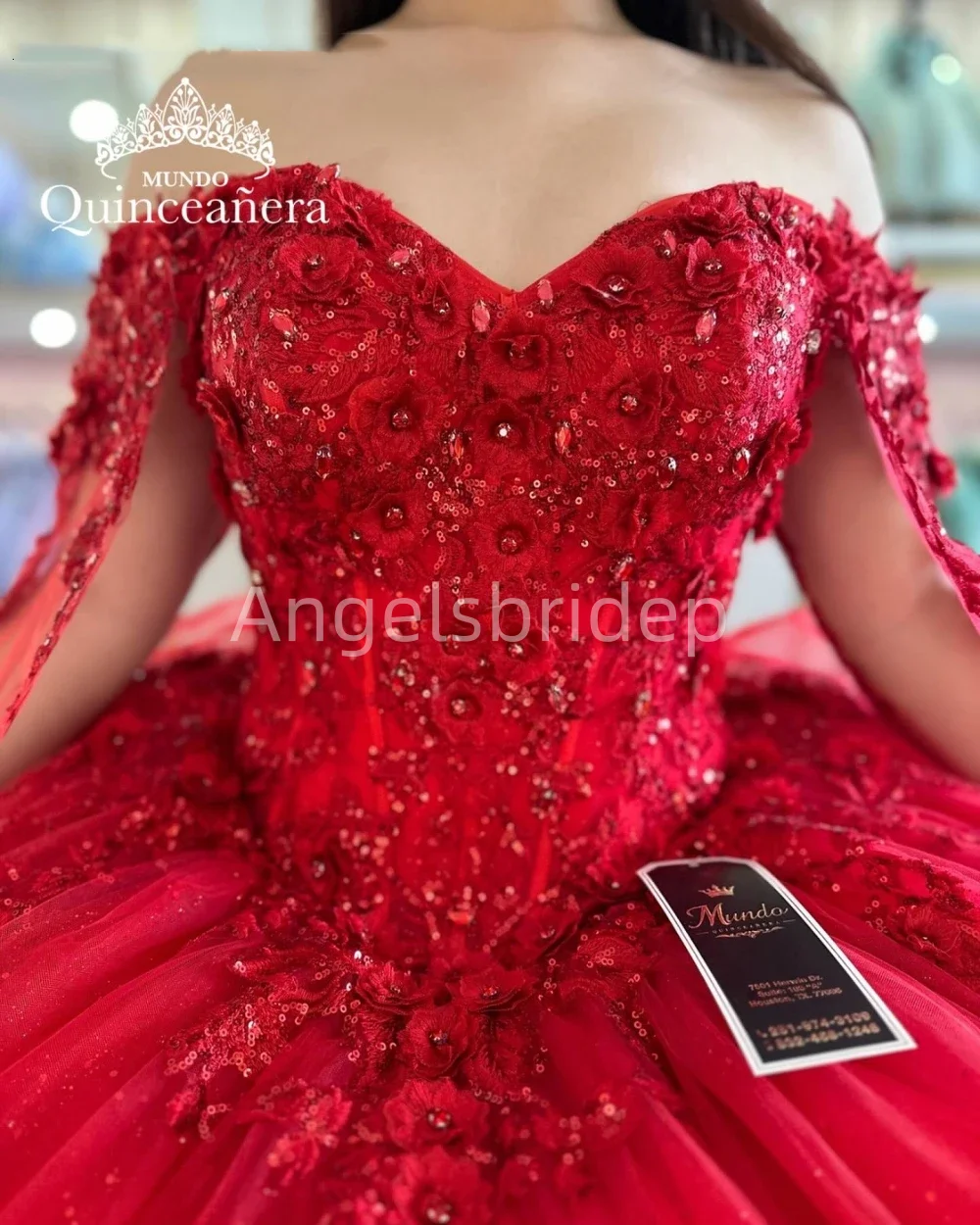 Angelsbride sparkly Red quinnceanera ชุดไปงานเต้นรำ sparkly ชุดงานวันเกิด sparkly vestido de 15 quinceañera