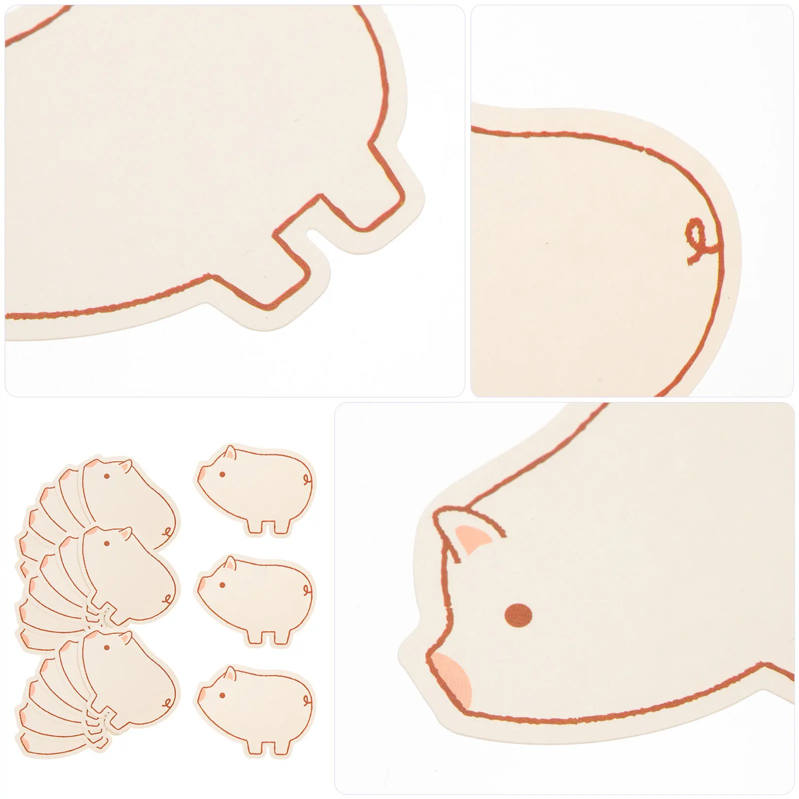 

60 Pcs Message Card Cards Pig Note Paper Blank Small Memo Ordinary Animal Shaped