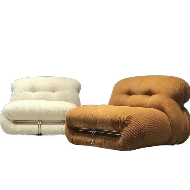 

Hippo sofa retro light luxury leisure lazy lamb wool simple single sofa solid wood