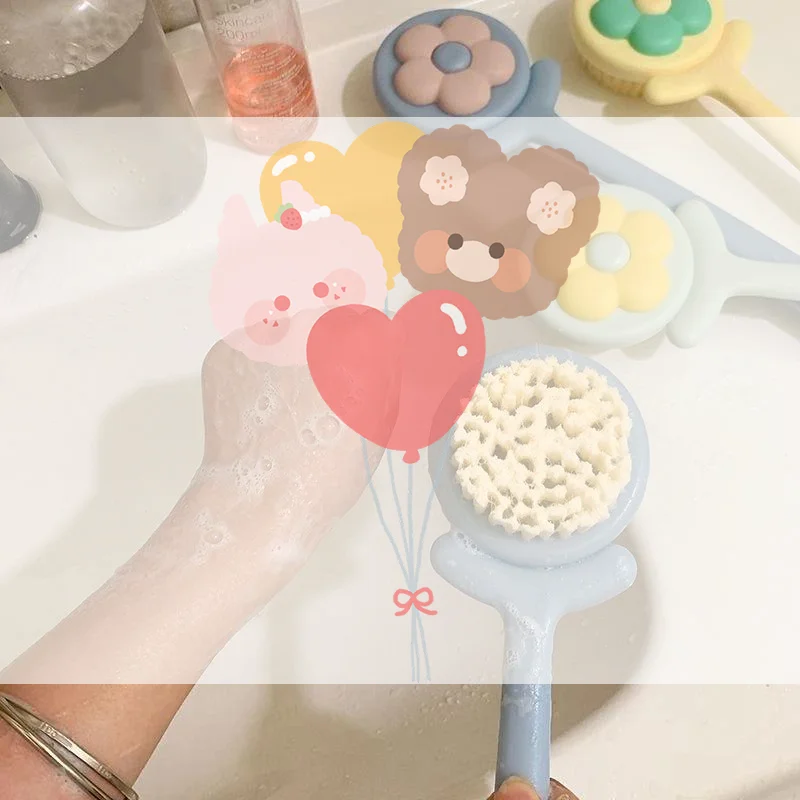 Soft Hair Shower Body Brush Long Handle Bathroom Wash Brush Bathing Massage Back Body Scrubbing Supplies Exfoliating Brush