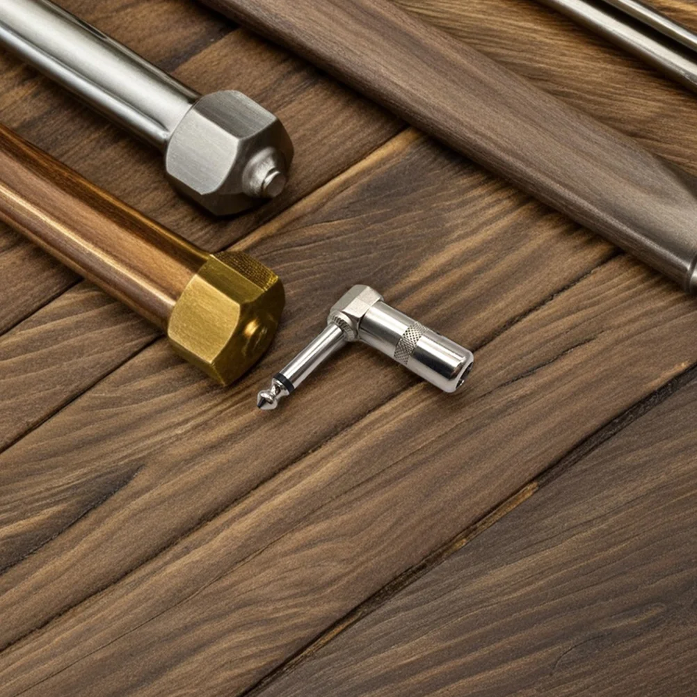 

5 Pcs Audio Connector Plug Guitar Mono Input Jack Silver Copper Cable Adapters Accessories