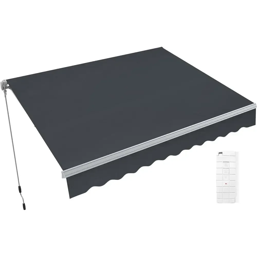 10x8 Outdoor Retractable Awning, Grey, for Patio Sunshade