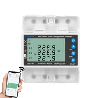 3 phase 380V Tuya WIFI Smart Bidirectional Energy Meter Over Under Voltage Protector Relay Switch Current Limiter Smart Life