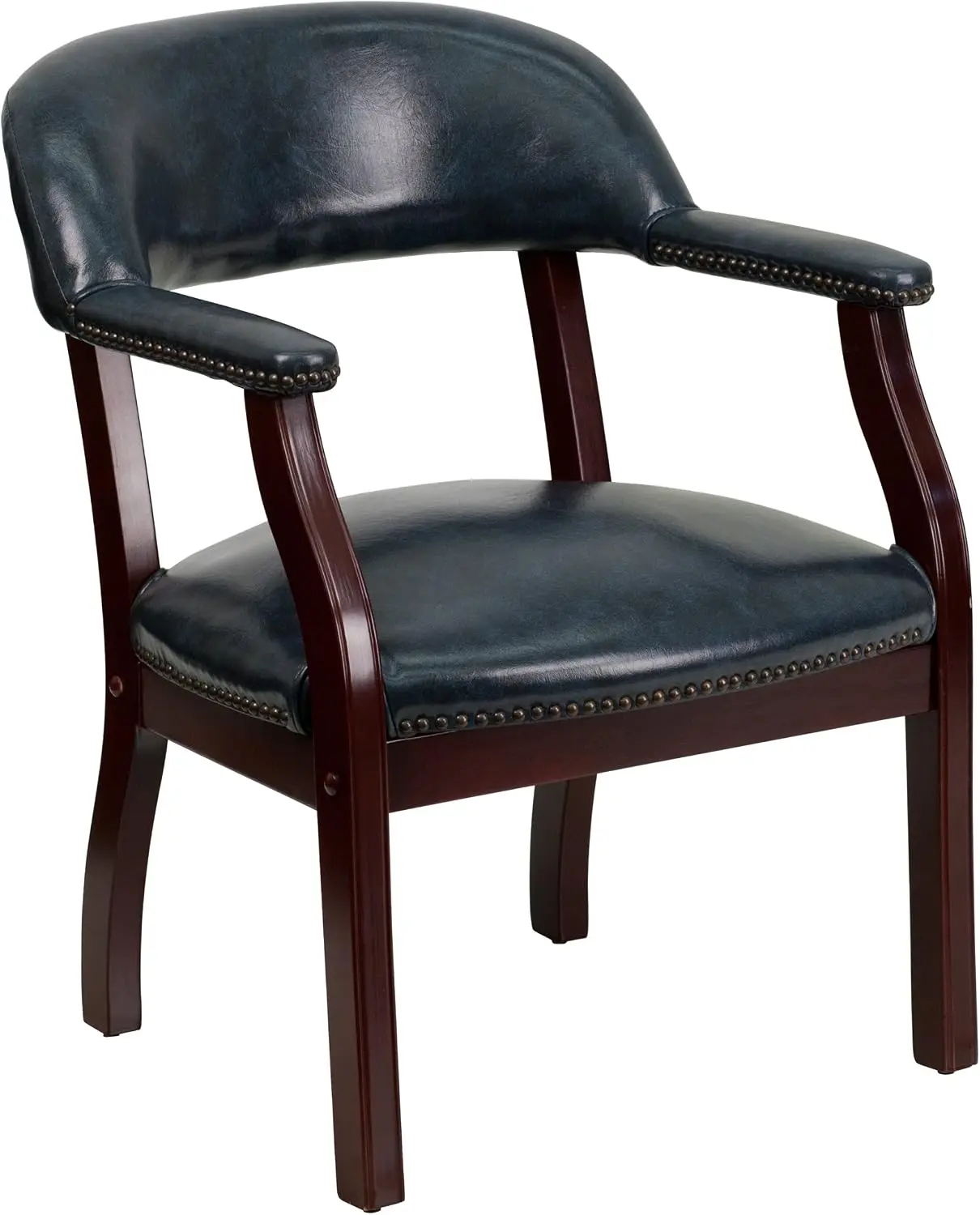 Conference Chair with Navy Vinyl Upholstery and Accent Nail Trim Detailing
