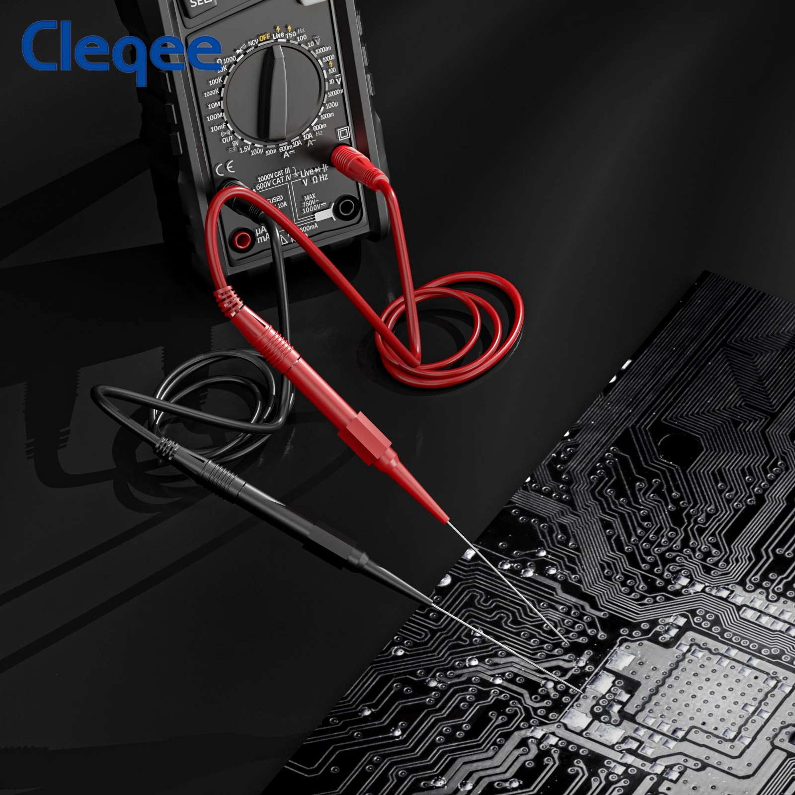 Imagem -06 - Cleqee P30009l 10 Peças mm Pinos de Sonda de Teste Mul-medidor Agulha de Sonda Traseira de Punção Inoxidável com Ferramenta de Inspeção de Soquete de Banana de mm