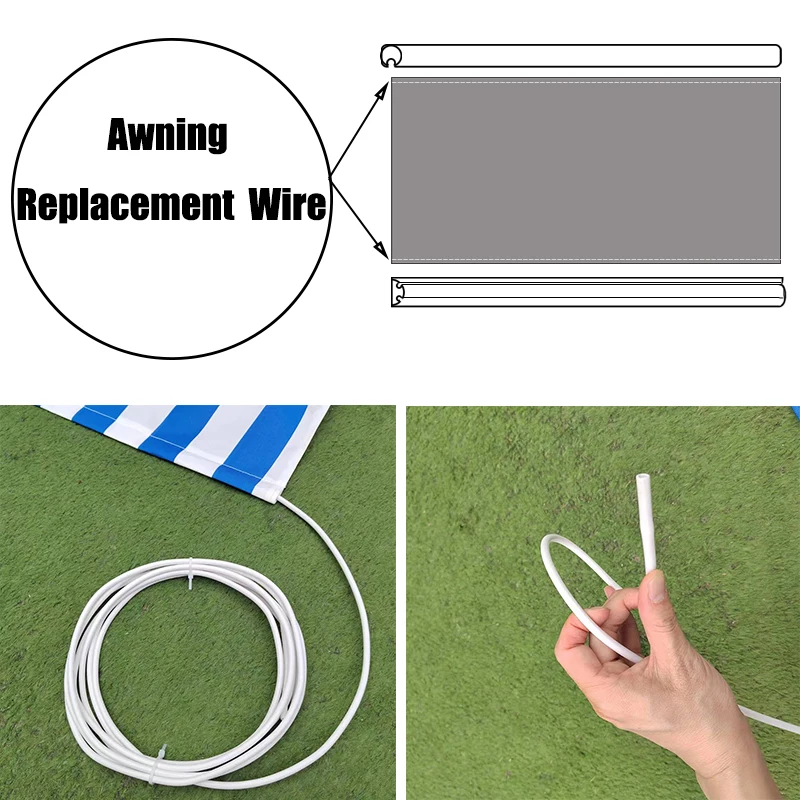 Dia.6mm Outdoor Awning Replacement Flexible Wire High Temperature Resistance Cord Fabric Slot Pass Through Line