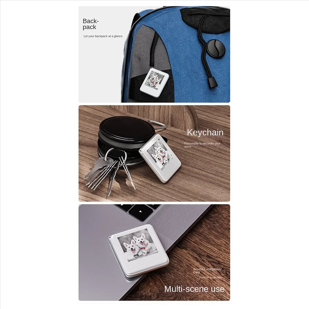 4X NFC Function Keyring 1.54-Inch Three Color Display Screen Image Wireless Transmission Keychain Ink Screen