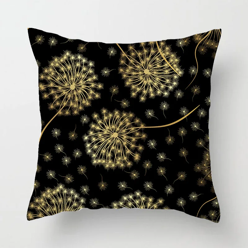 Funda de cojín con estampado negro para decoración del hogar, funda de almohada de poliéster suave para dormitorio y coche
