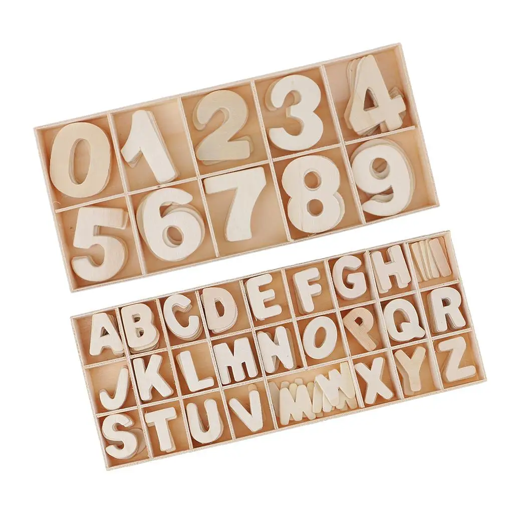 216 Pieces Wooden Numbers Wooden Uppercase Letters Alphabets Great for Crafts DIY Decoration Displays