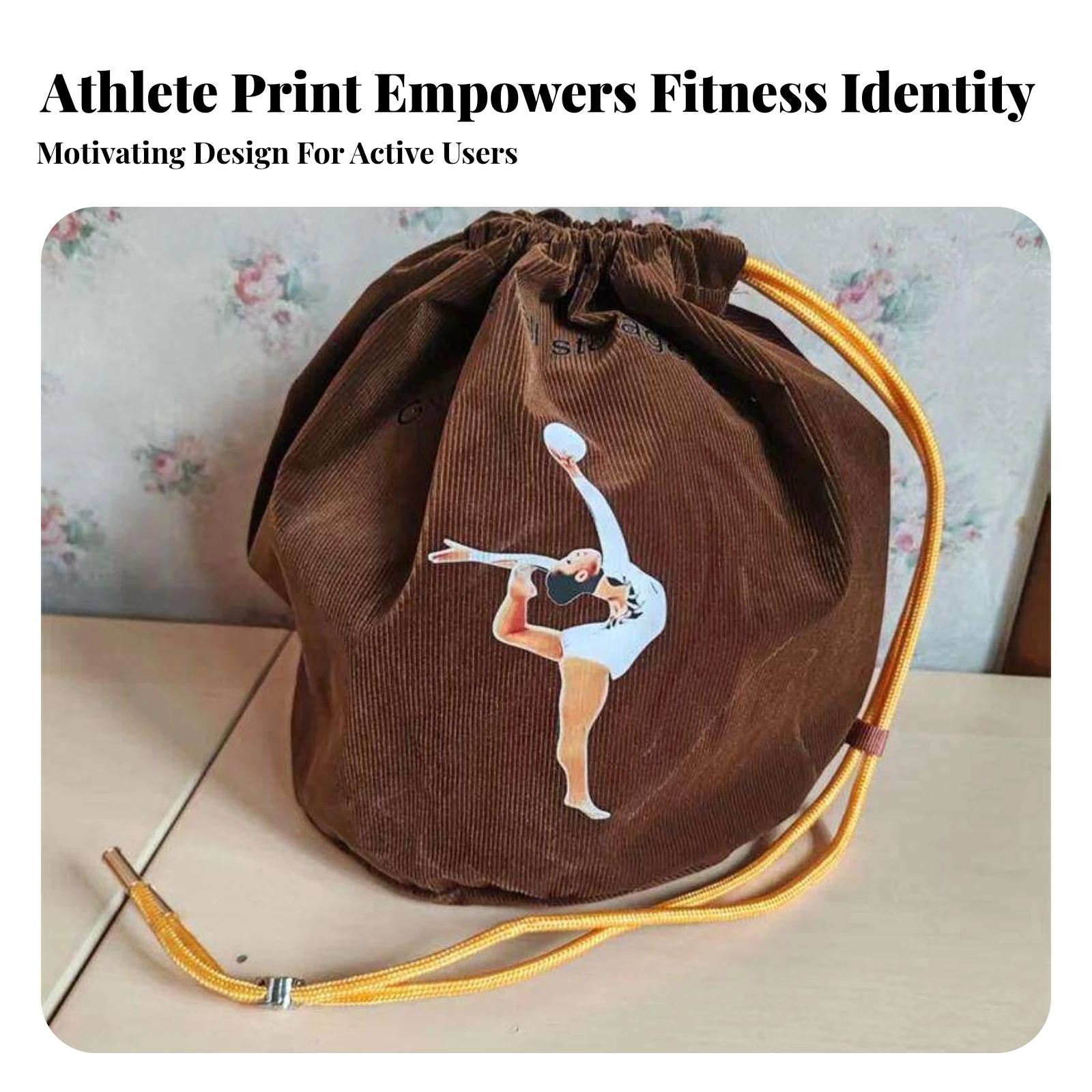 Round Drawstring Bag Printed Graphics Long-Lasting Stuff Sack Reusable Gymnastics Ball Bag Textile Pouch for Gymnasts