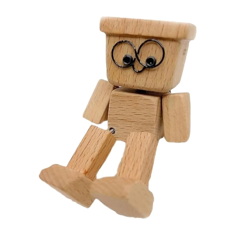 57BA Artisanal Oaken Bobblehead Display Deck Natural Car Decoration With Not Slip Base For Automobiles And Office Desk