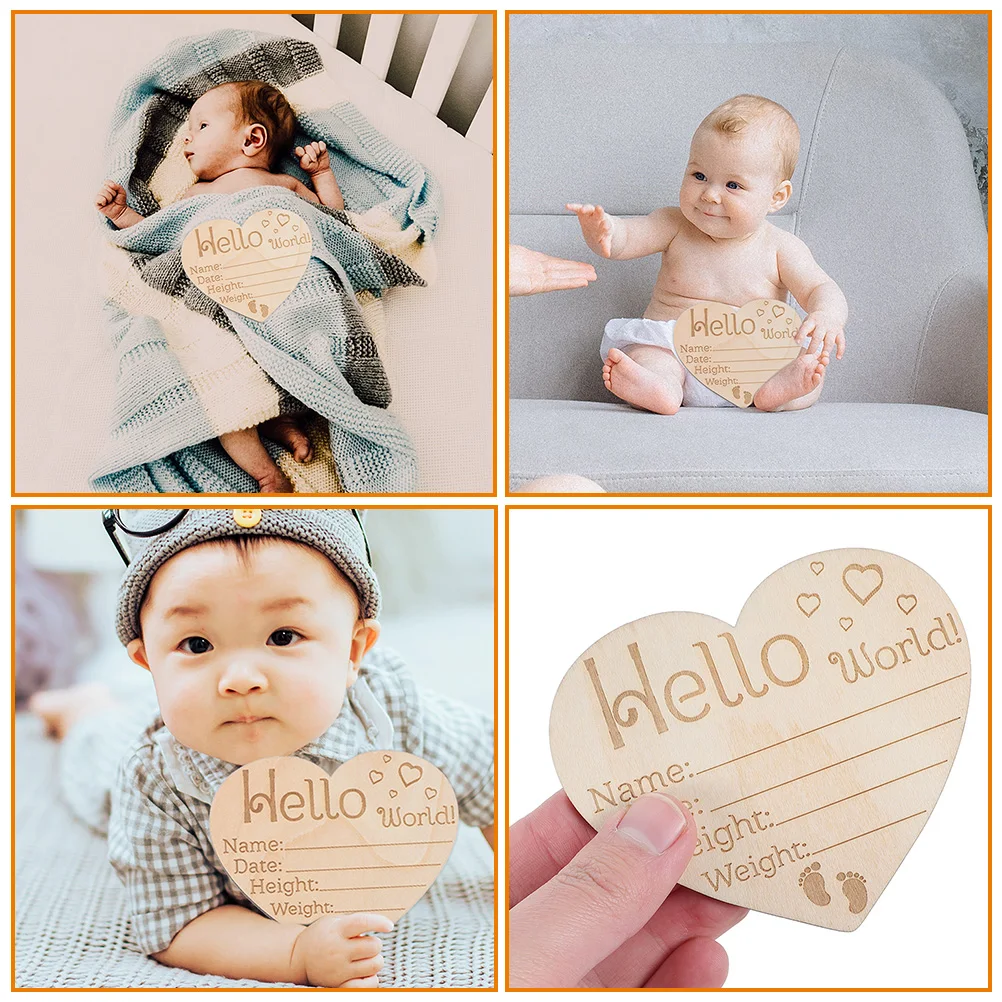 4 pçs anúncio de nascimento do bebê sinais de madeira sinal de nome do recém-nascido marco cartões de fotos infantil berçário decoração presente