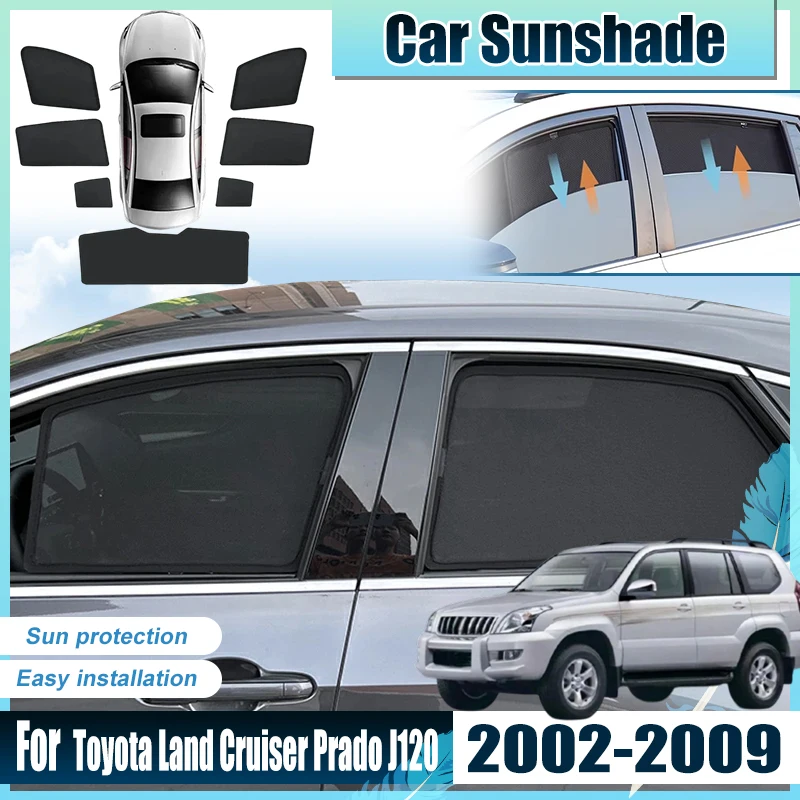 

For Toyota Land Cruiser Prado J120 Accessories MK3 2002-2009 Car Front Rear Window Sun Shades Covers Anti UV Visors Heat light