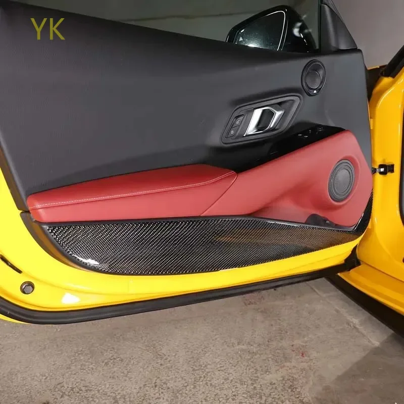 

For Toyota GR Supra A90 MK5 2019-2024 Soft Carbon Fiber Car Inner Door Panel Anti Kick Trim Sticker Interior Car Accessories