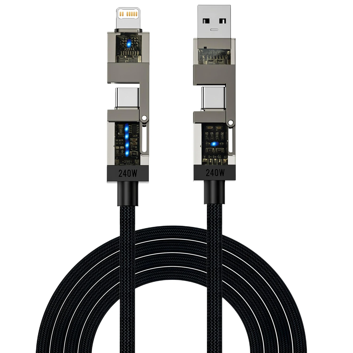 2-IN-2 240W USB Type C To USB C Cable PD Fast Charger Wire For iPhone 17 Pro Max 15 iPad Xiaomi Samsung Tablet Data Cord 1Pcs