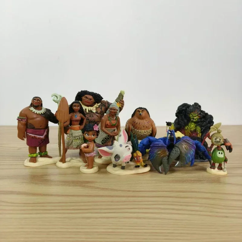 10 Pçs/set Disney Moana Figura de Ação Maui Gramma Tala Tui Tamatoa Heihei Galo Pua Pig Hawk Pvc Modelo Crianças brinquedo de presente