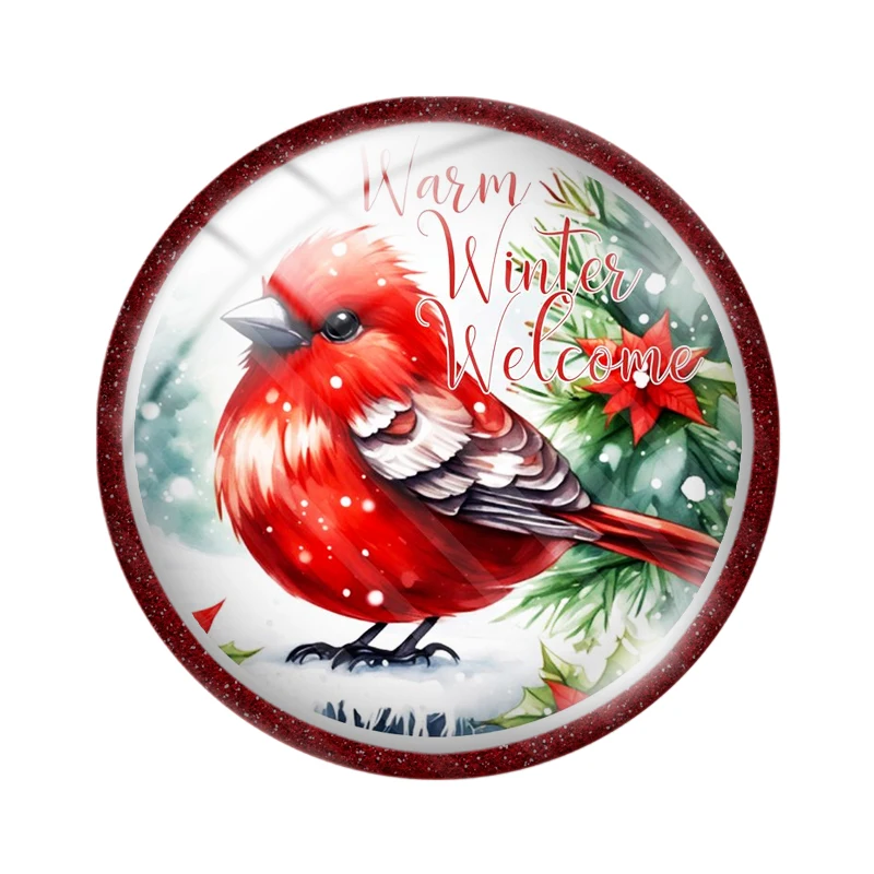 Cardinal Red Bird Christmas DIY 12mm/18mm/20mm/25mm diy Round photo glass cabochon demo flat back Making findings