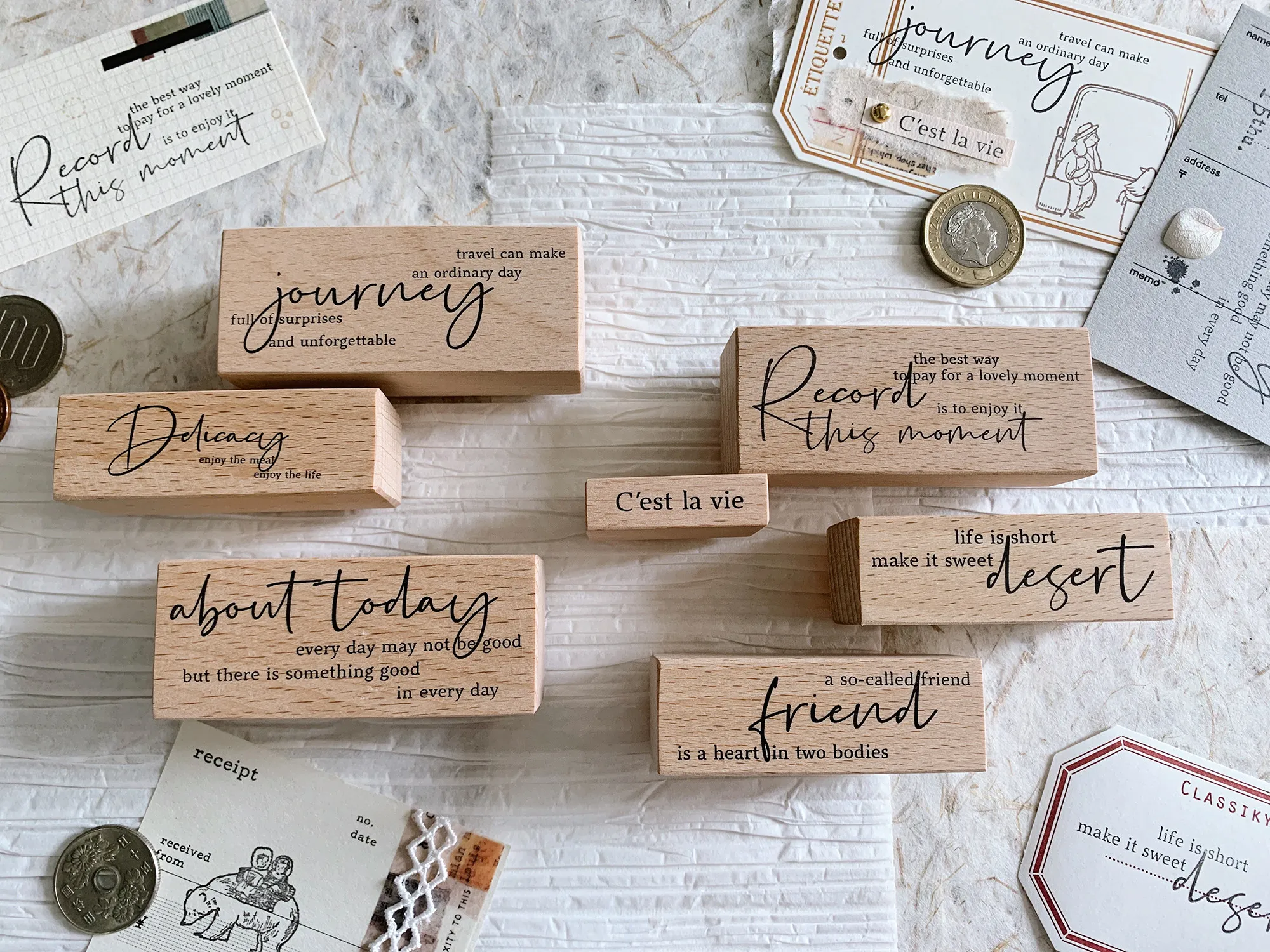 

Two Raccoons Vintage English Words Journey Washi PET Tape Planner DIY Card Making Scrapbooking Plan Decorative Sticker