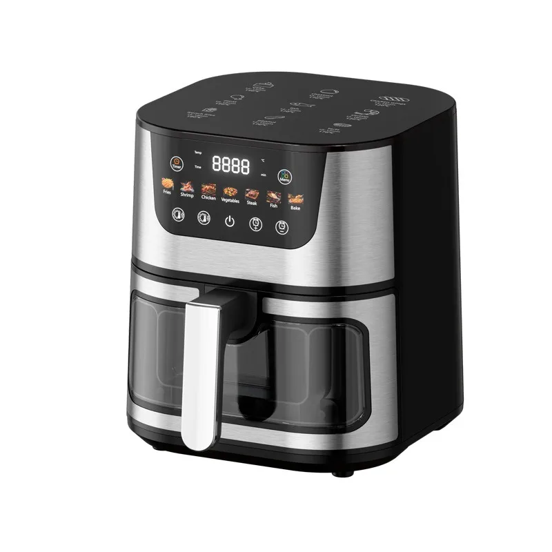 8L Large Capacity Visual Air Fryer, Household Smart Electric Cooker, Hot Air Circulation for Oil-free Baking and Frying