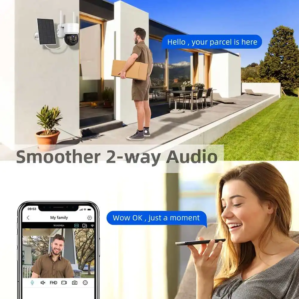 Hiseeu WTD514 4MP Outdoor Wireless Solar WiFi Camera 5X Zoom 1080P PTZ IP Cam PIR Motion Detection Night Vision Two-way Audio Vi