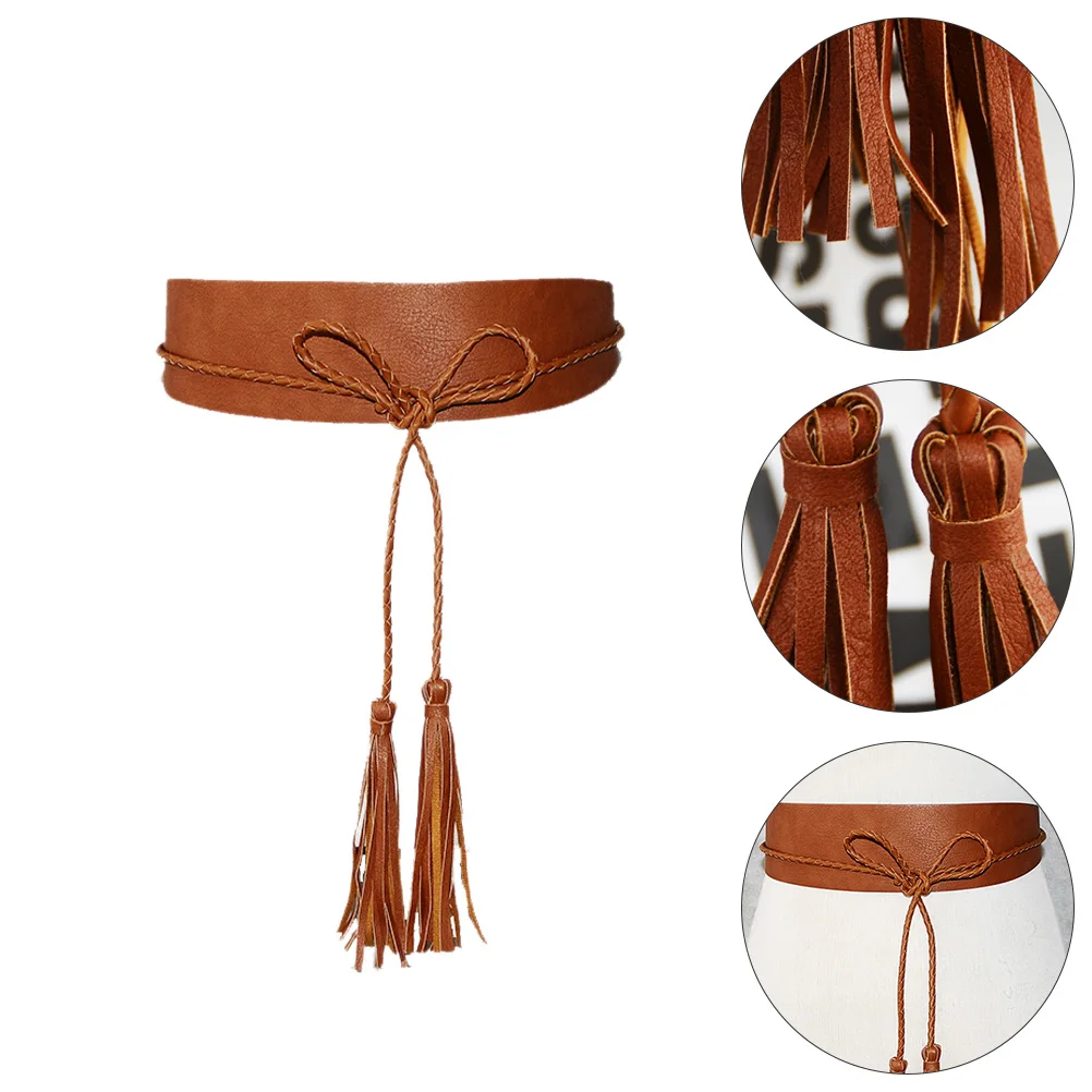 

1pc Wide Belt Women Waist Seal Tassel Design Clothes Waistband PU Material Fashion Accessories RenFest Outfit Stylish