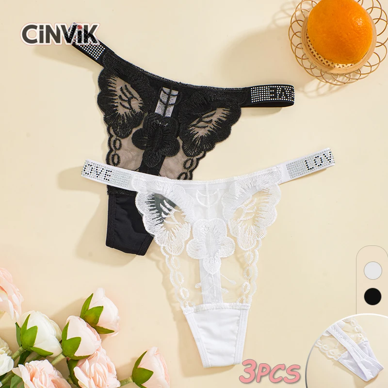 New Transparent Tangas Lace Female Underwear Low Waisted Comfortable Thongs Women\'s Panties Floral Letter G-string Soft Lingerie