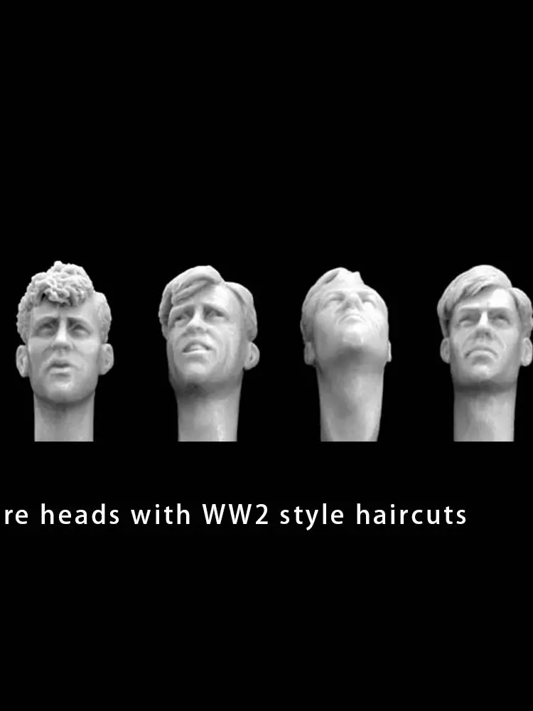1/35 5 têtes plus avec des coupes de cheveux de style WW2, soldat de figurine modèle en résine, thèmes militaires, kit non assemblé et non peint