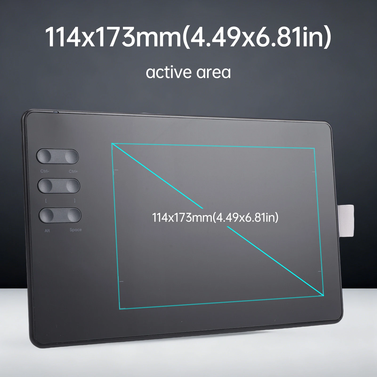 P3 Graphics Drawing Tablet 4.49x6.81in Drawing Area w/16384 Pressure Levels 6 Shortcut Keys 5 Pen Nibs OTG for Win/MAC/Android