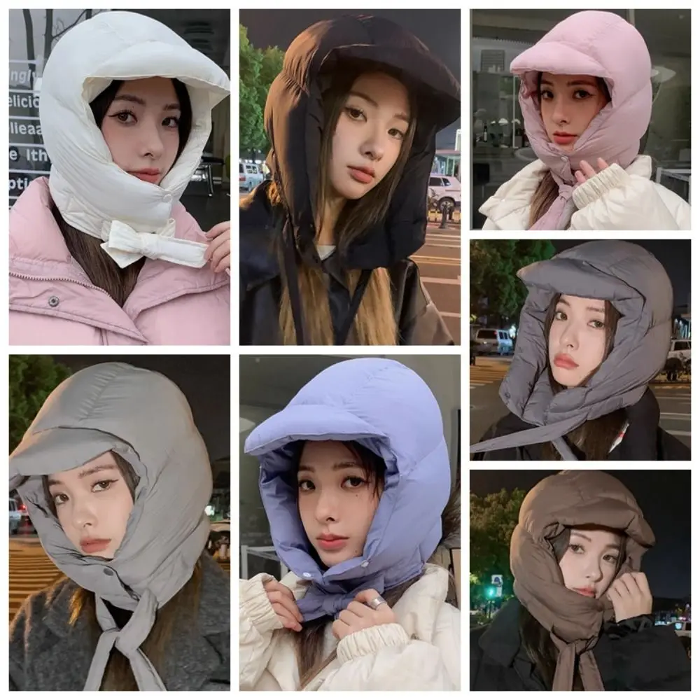 Czapka typu balaclava w stylu koreańskim Harajuku, jednolita, ocieplana, wkładana przez głowę, wiatroodporna, zapewniająca ciepło, z ochroną na uszy, męska.