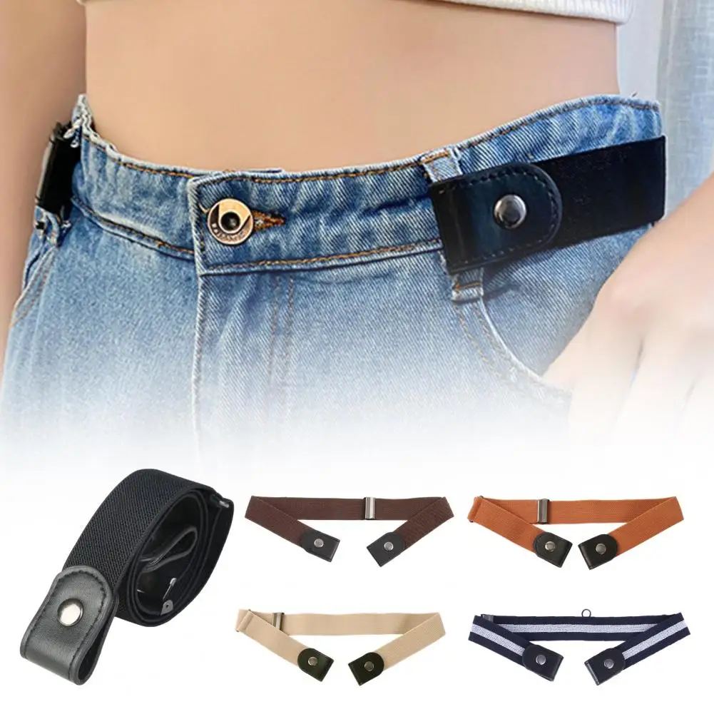 

Canvas Lazy Belt Elastic Rubber Band Visible Snap Button Adjustable Slide Buckle Waistband Jeans Pants Accessories Женский Пояс