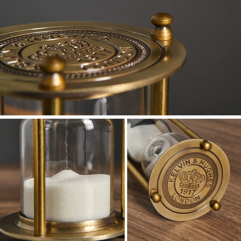 5/10/15/30/60 Minutes Classical Metal Three Column Hourglass Timer European Vintage Bookshelf Study Home Decoration Sandglass