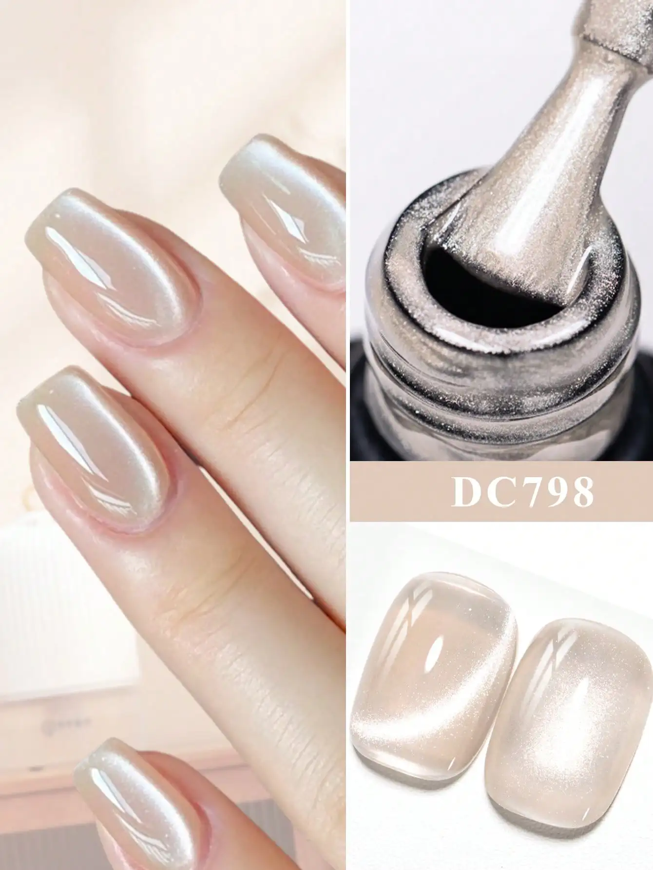 Wasserlicht-Katzenaugen-Magnetgel-Nagellack mit Kristallglasperlen, magnetischer, semi-permanenter Soak-Off UV-Gel-Lack, Nagelzubehör für DIY