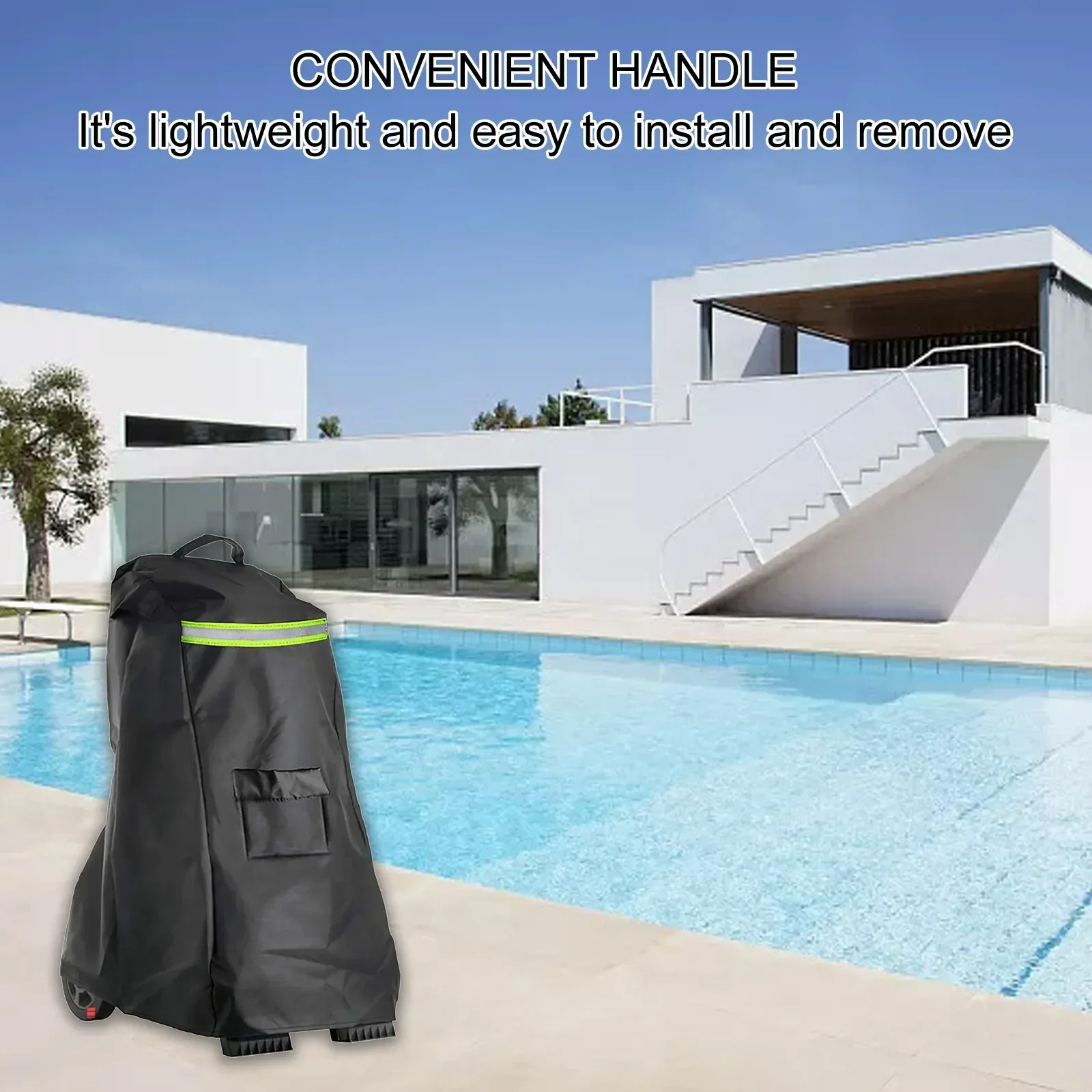 

22*26*42 Inches Pool Cleaner Cover Perfect Fit Sleek Silhouette Storage Bag Included Well-ventilated Black Color