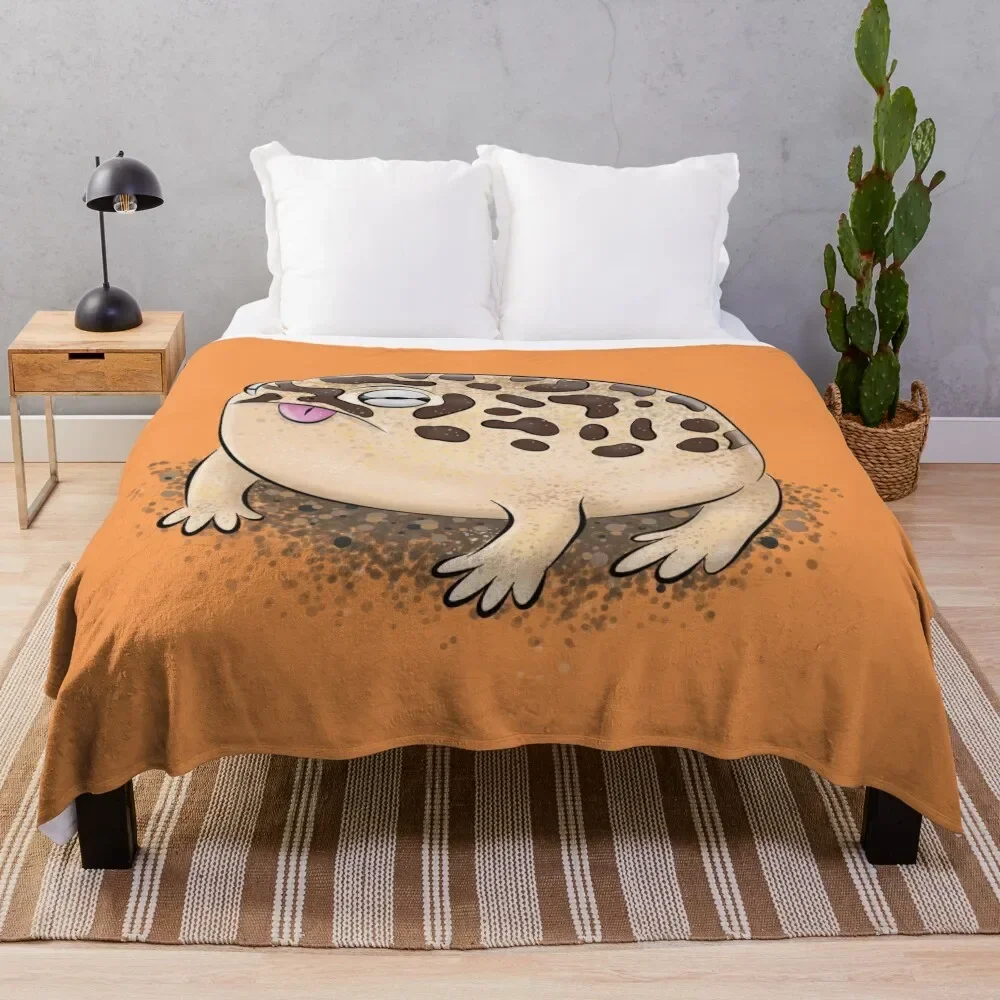 Cute brown desert rain frog cartoon illustration Throw Blanket Flannel heavy to sleep Nap Weighted warm winter Blankets