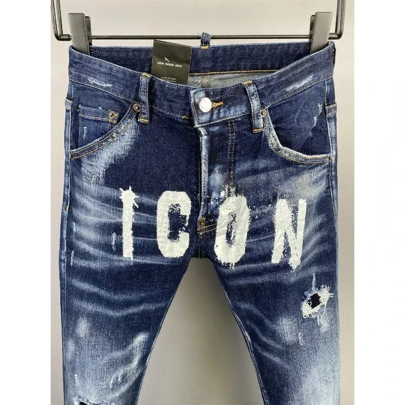 Hot Original Office DSQ2 Long Jeans Popular Brand D2 Hip hop Men Denim Ripped Jeans Biker ICON Jeans Clothing Top